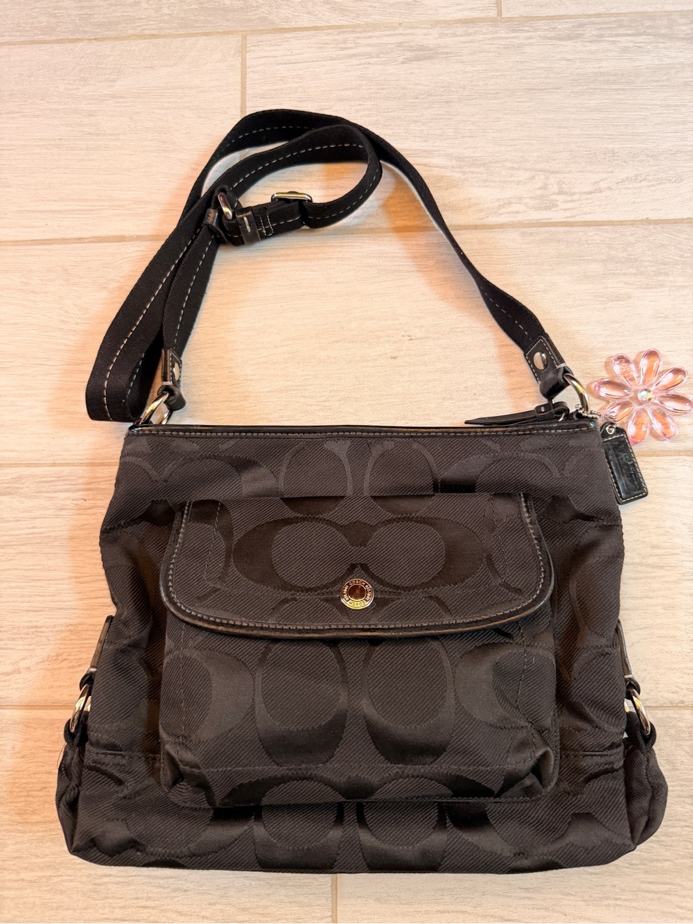 Coach Black Signature Fabric Shoulder Bag